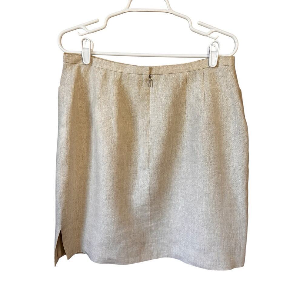Talbots Womens 100% Irish Linen Beige Fully Lined Pencil Skirt Front Pockets 14P - Picture 7 of 12